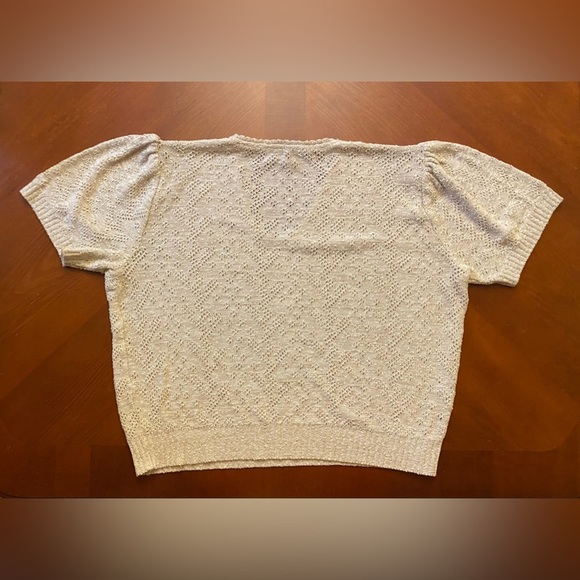 Vintage Crochet Sweater LARGE Oatmeal - Picture 2 of 6